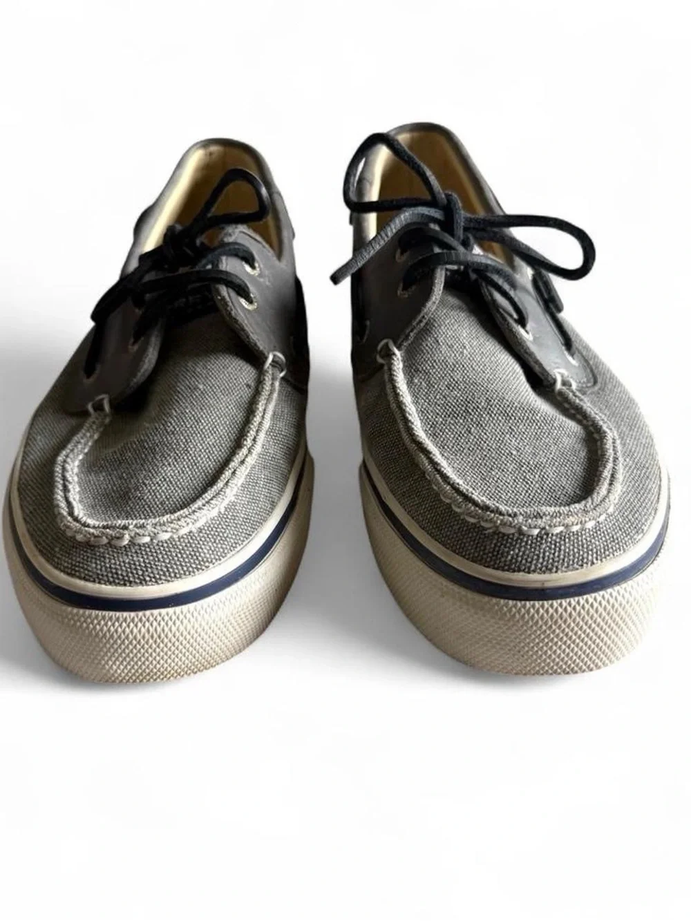 Sperry Bahama II gray canvas boat shoes - preppy classic coastal